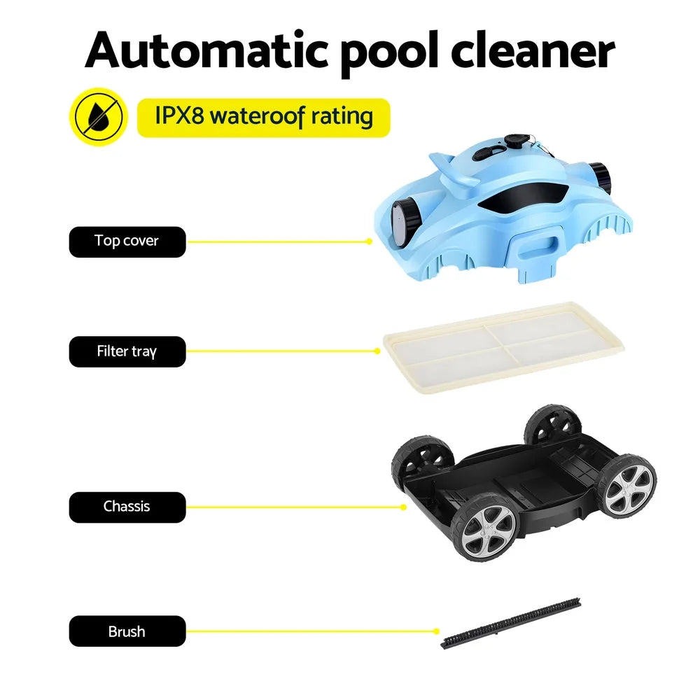 Robotic pool cleaner with boxed accessories and matching pieces