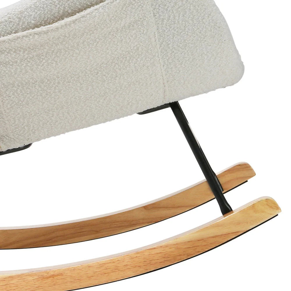 Rocking Armchair Feeding Chair Bouclé Fabric Lounge Sofa