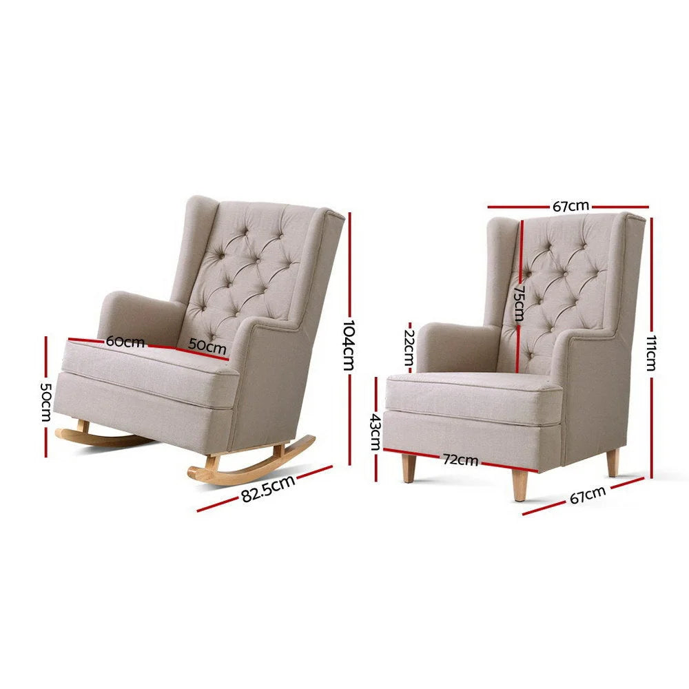 Rocking Armchair Feeding Chair Fabric Armchairs Lounge