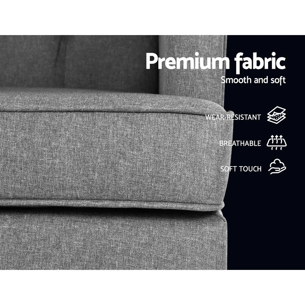 Rocking Armchair Feeding Chair Linen Fabric Lounge Retro