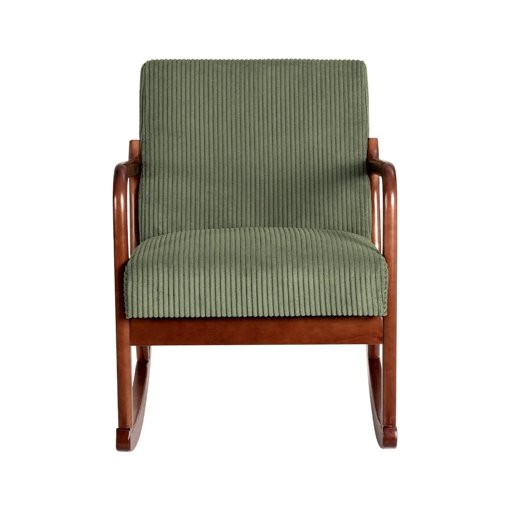 Rocking Armchair Nursery Chair - Corduroy Green - Furniture