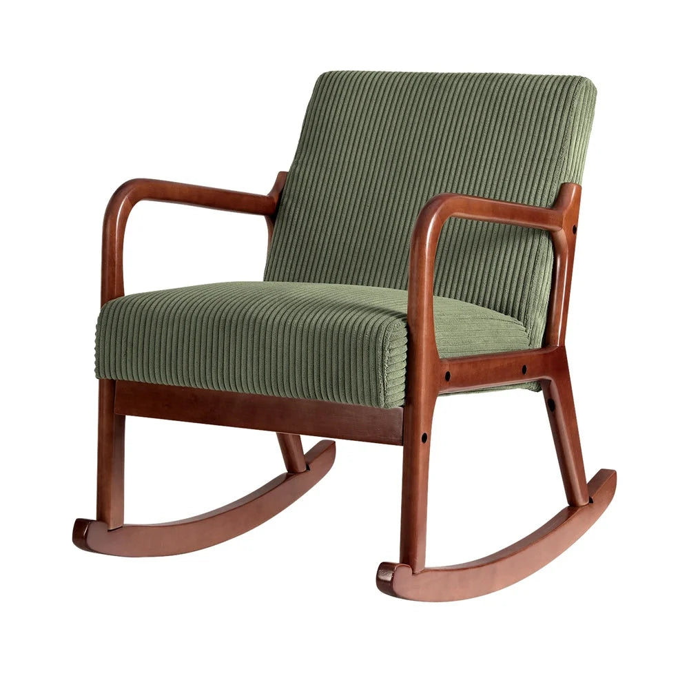 Rocking Armchair Nursery Chair - Corduroy Green - Furniture