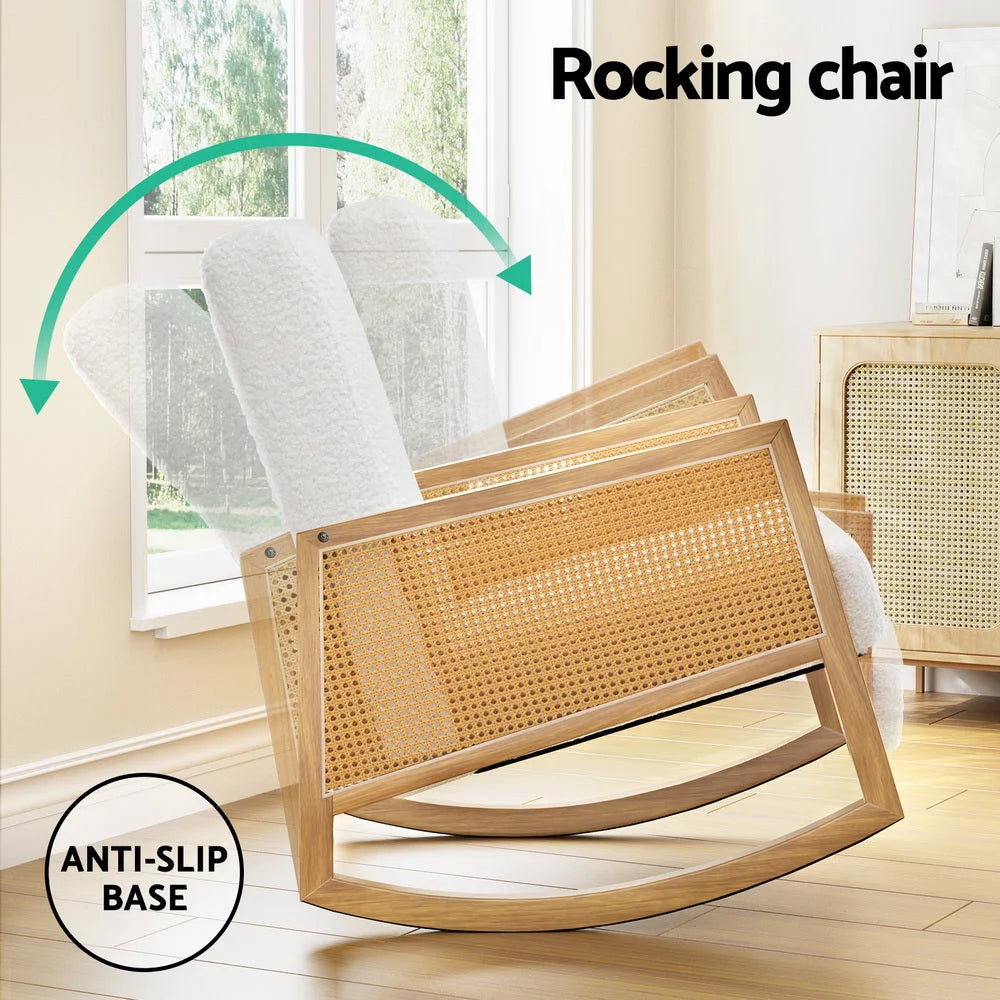 Rocking Chair Armchair Bouclé Accent Chair Sherpa