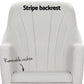 Beige linen accent chair with mesh backrest and caster base