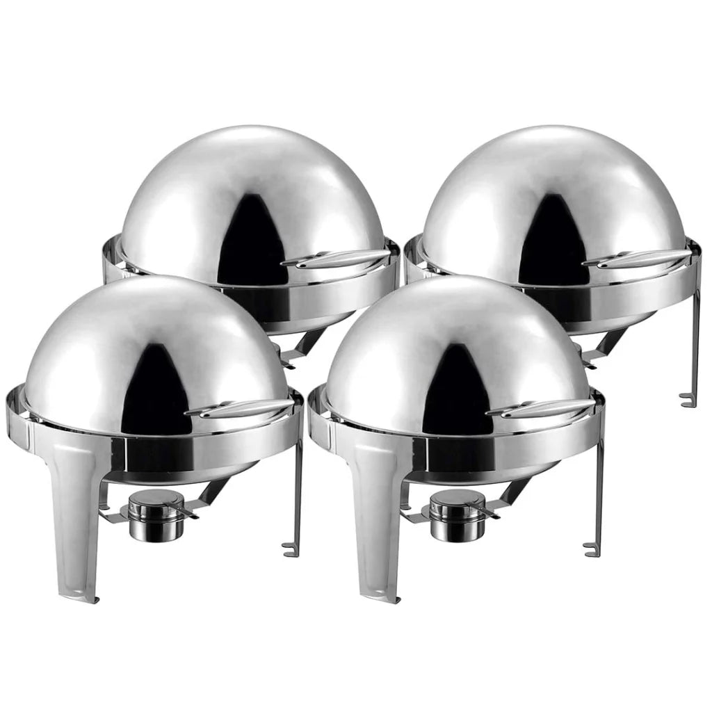 Roll Top Chafing Dish Set Premium 4X 6L Stainless Steel Food Warmer for Catering
