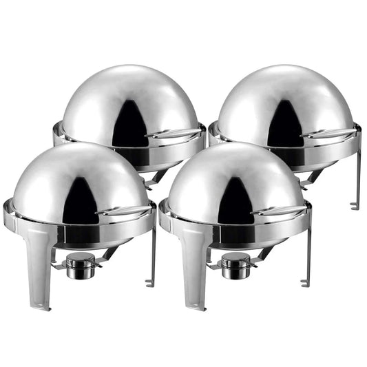 Roll Top Chafing Dish Set Premium 4X 6L Stainless Steel Food Warmer for Catering