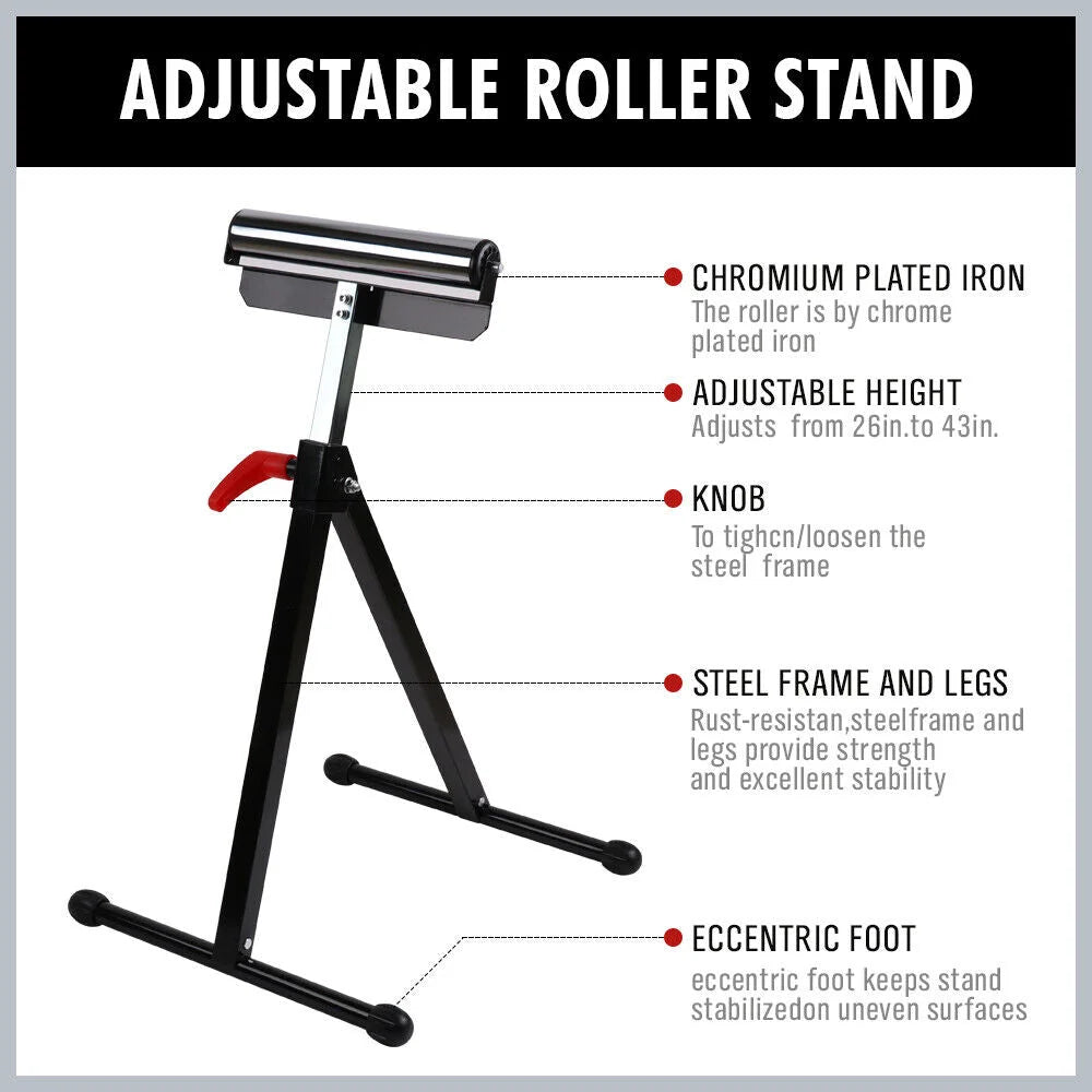 Roller Support Stand Foldable Adjustable Bench Holder Heavy