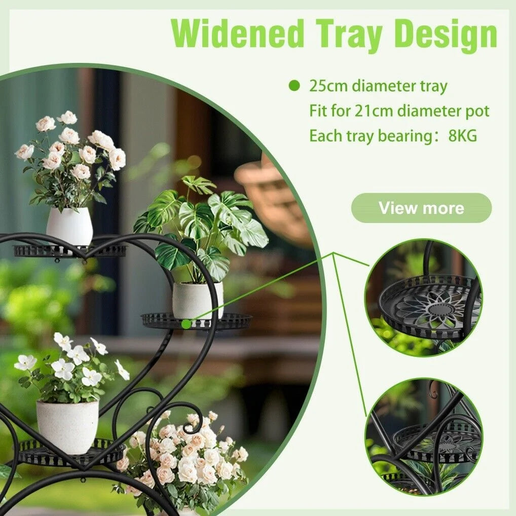 Rolling Metal Plant Stand Indoor Outdoor Garden Display