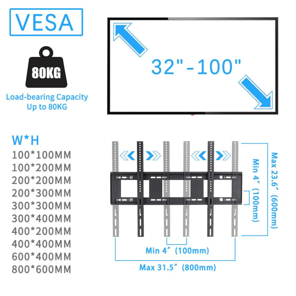 Rolling TV Stand 32 100 w Adjustable Mount