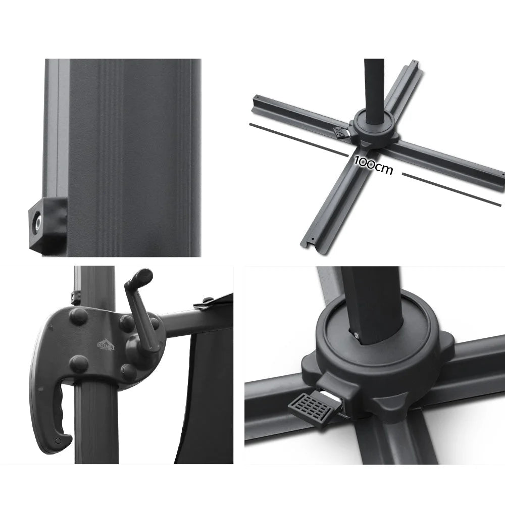 Roma Outdoor Umbrella Black - Instahut