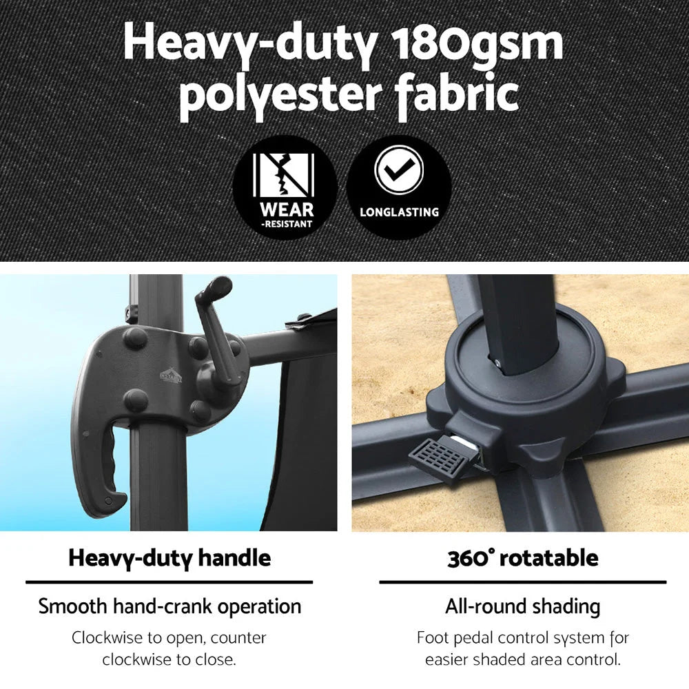 Roma Outdoor Umbrella Black - Instahut