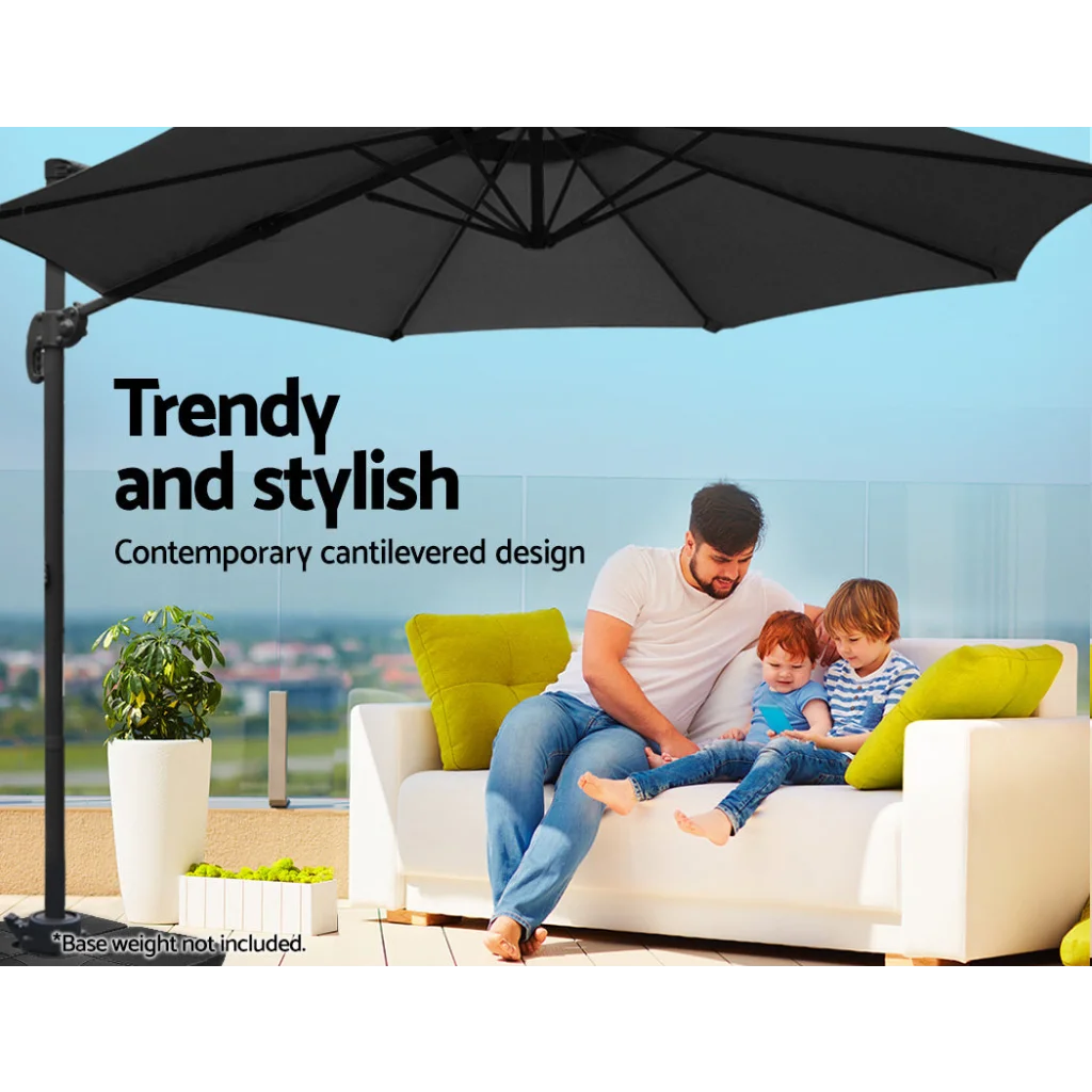 Roma Outdoor Umbrella Black - Instahut