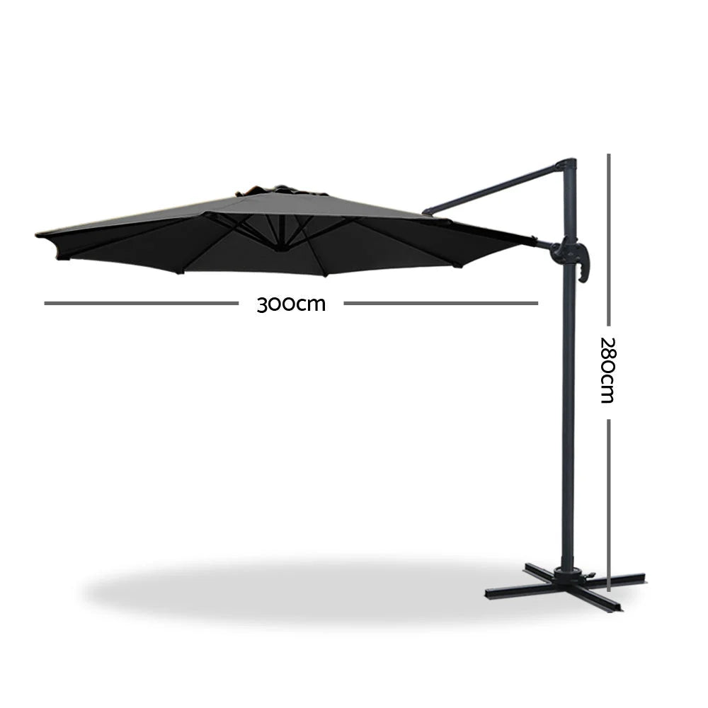 Roma Outdoor Umbrella Black - Instahut