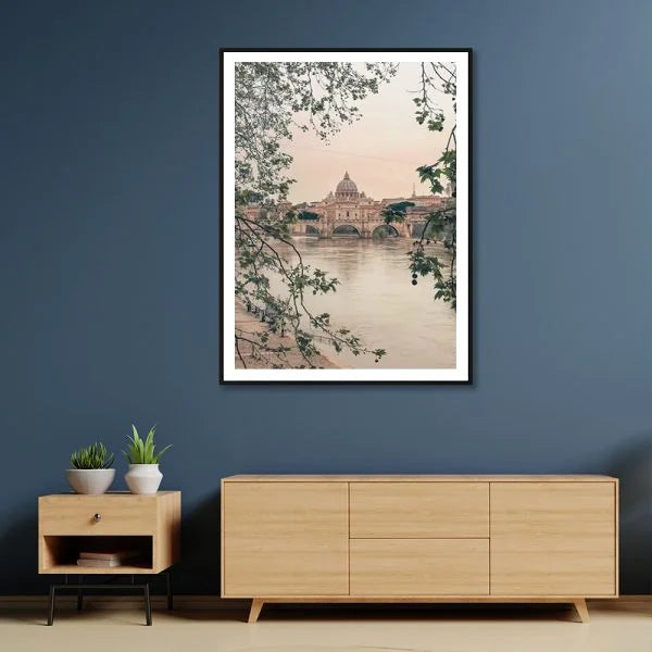 Rome City Wall Art Canvas Black Frame 40cmx60cm - Home &