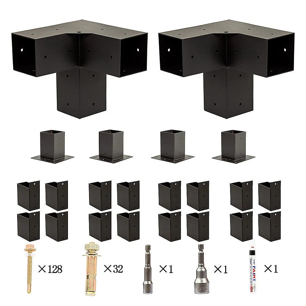 Roof Pergola Gazebo Shed - Matte Black Steel Brackets DIY