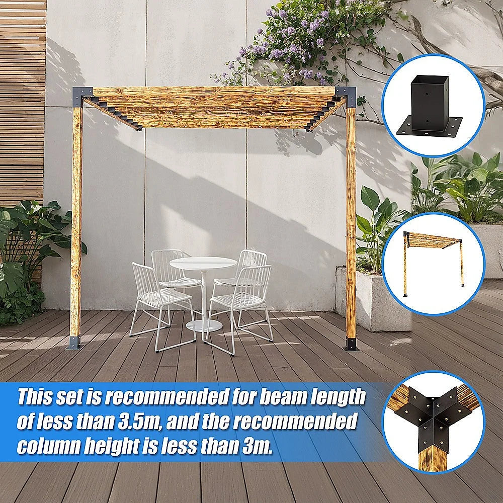 Roof Pergola Gazebo Shed - Matte Black Steel Brackets DIY