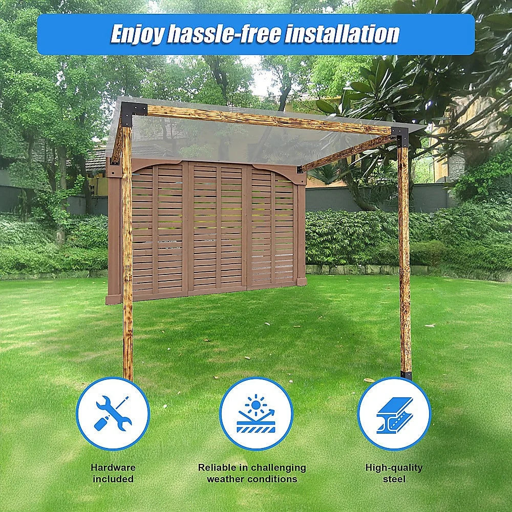 Roof Pergola Gazebo Shed - Matte Black Steel Brackets DIY