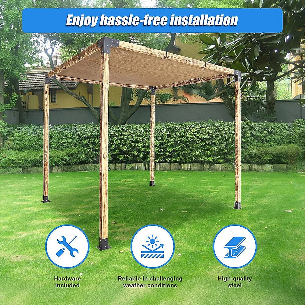 Roof Pergola Gazebo Shed - Matte Black Steel Brackets &