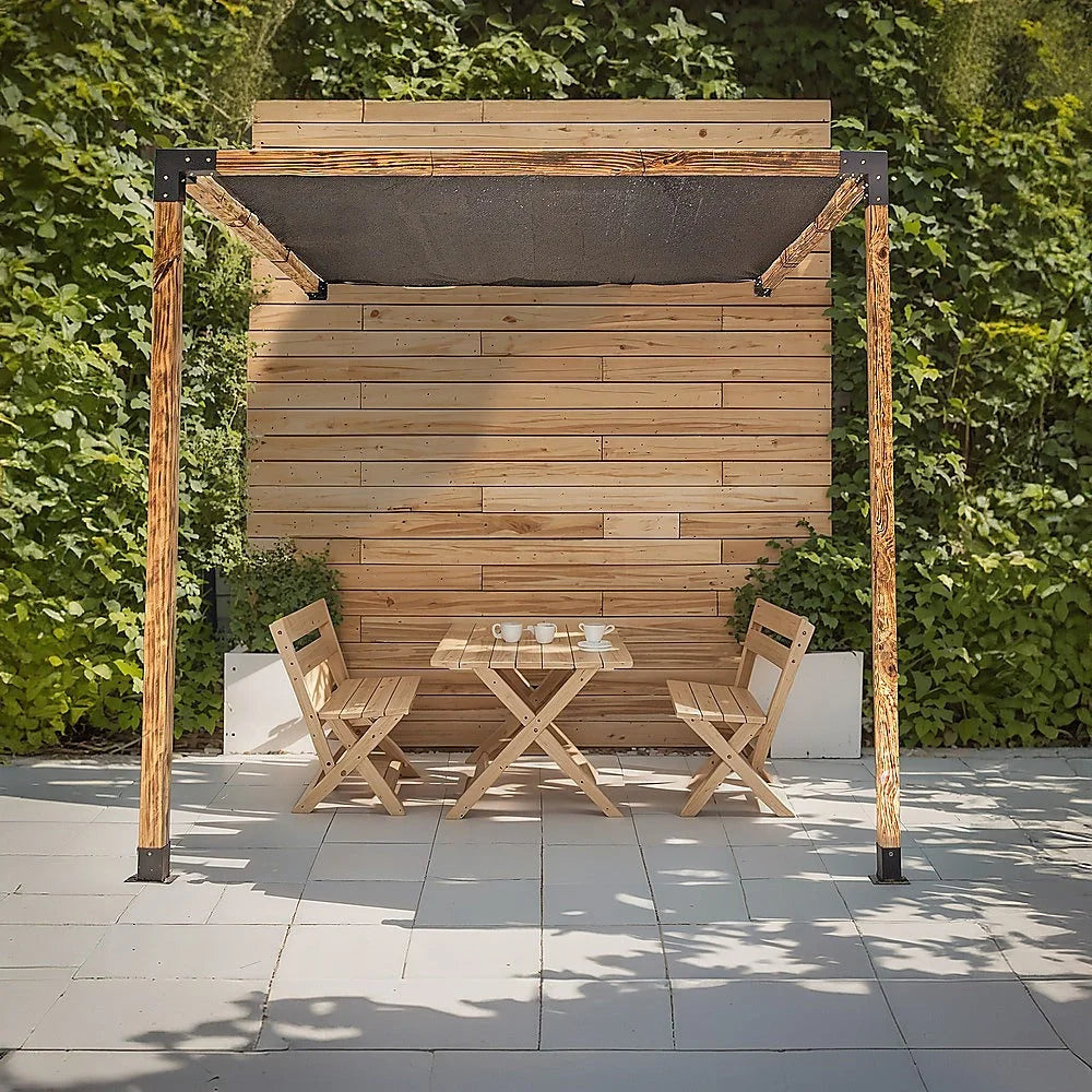 Roof Pergola Gazebo Shed - Matte Black Steel Brackets &