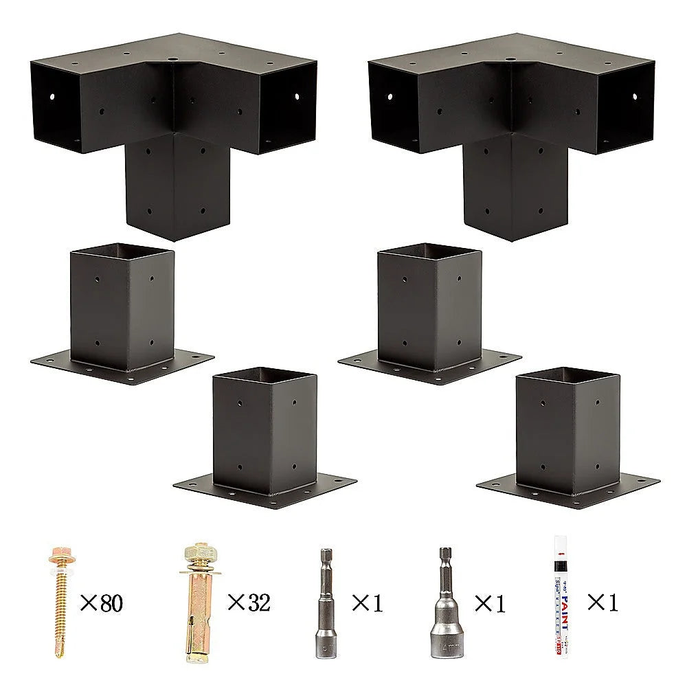 Roof Pergola Gazebo Shed - Matte Black Steel Brackets &