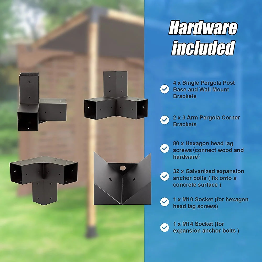Roof Pergola Gazebo Shed - Matte Black Steel Brackets &