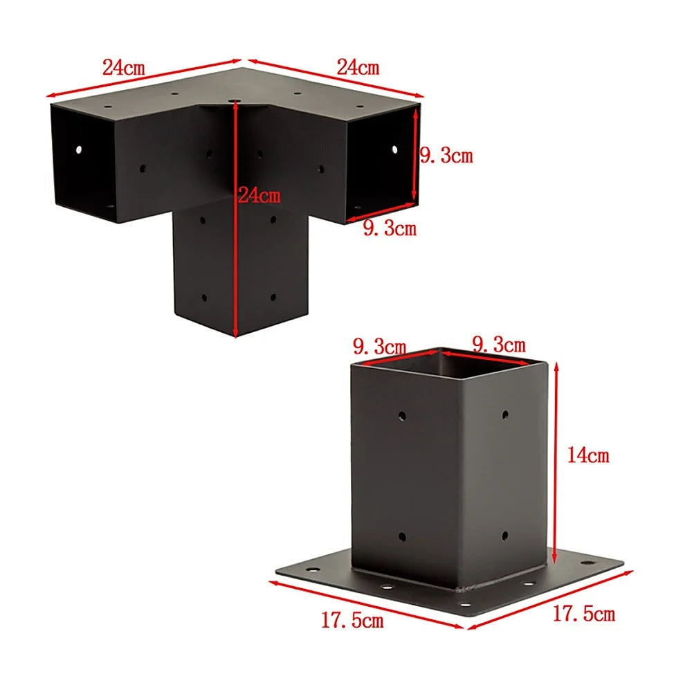 Roof Pergola Gazebo Shed - Matte Black Steel Brackets &