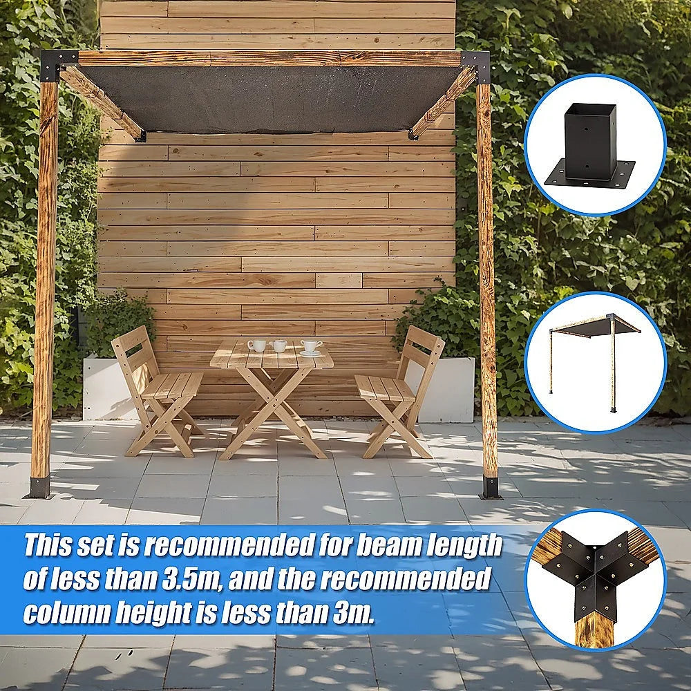 Roof Pergola Gazebo Shed - Matte Black Steel Brackets &