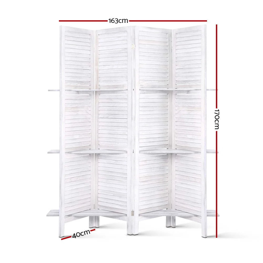 Room Divider 4‑Panel Privacy Screen Foldable Partition
