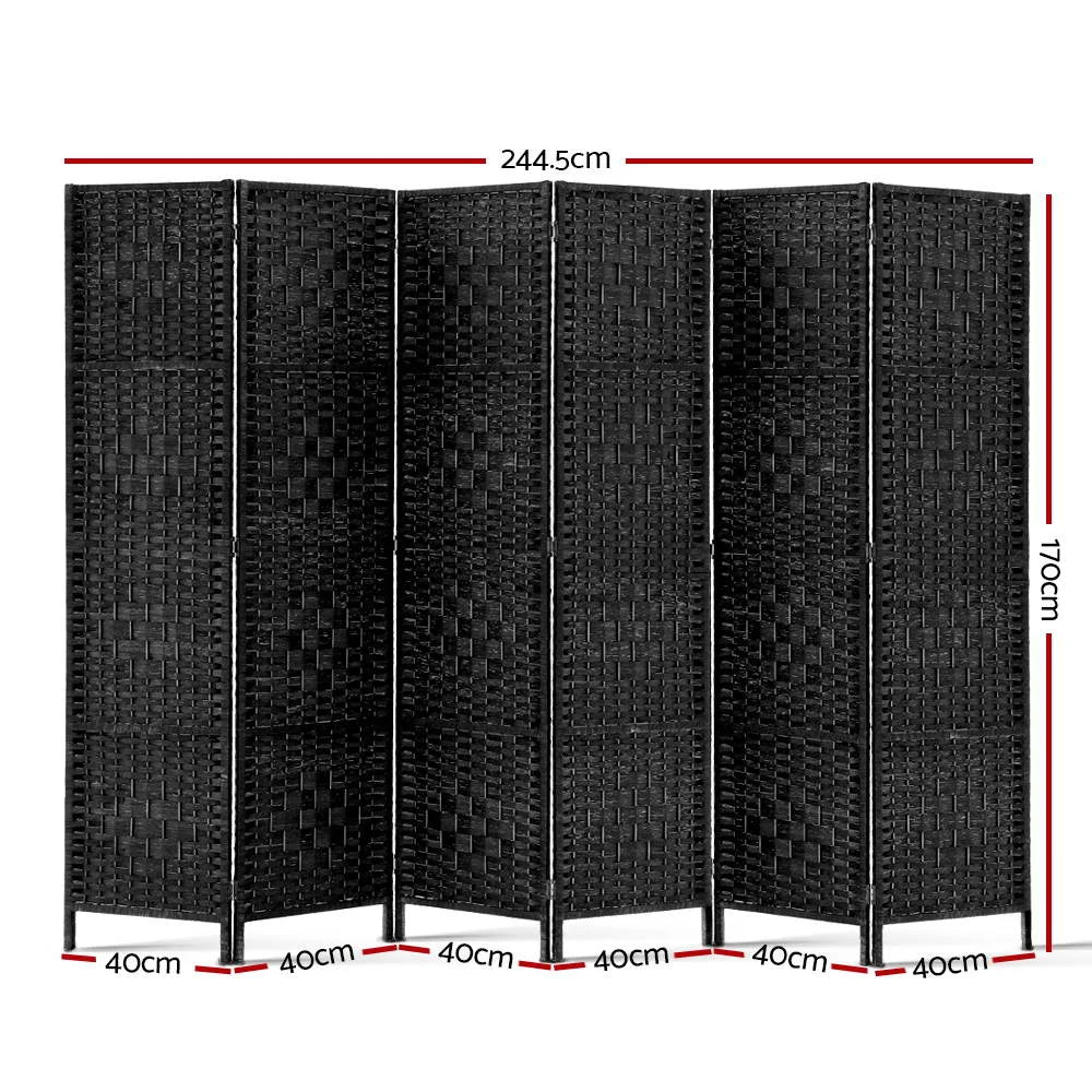 Room Divider 6-Panel Black - Living Room