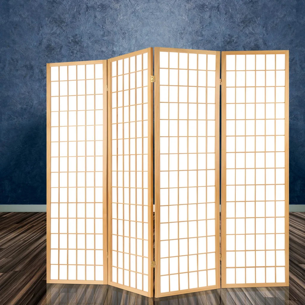 Room Divider Privacy Screen 6 Panel Foldable Pine Wood
