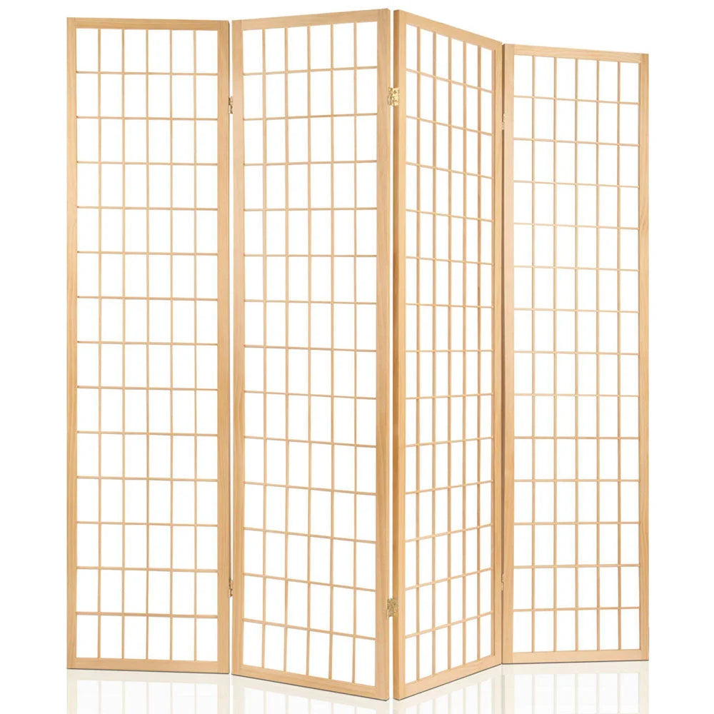 Room Divider Privacy Screen 6 Panel Foldable Pine Wood