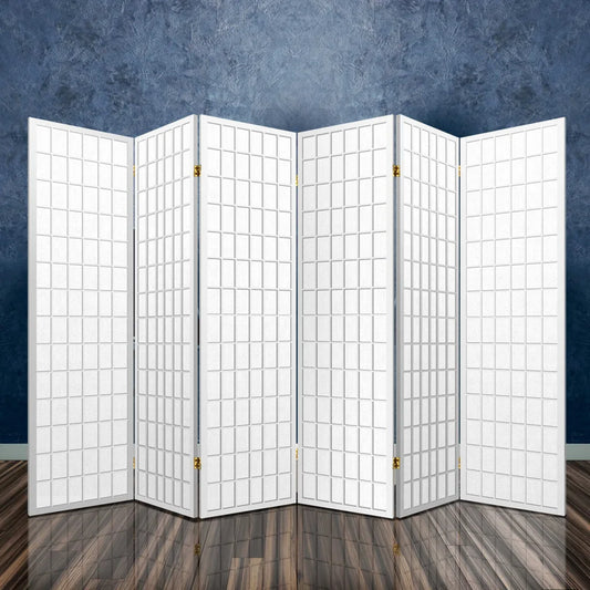 Room Divider Privacy Screen 6 Panel Foldable Pine Wood