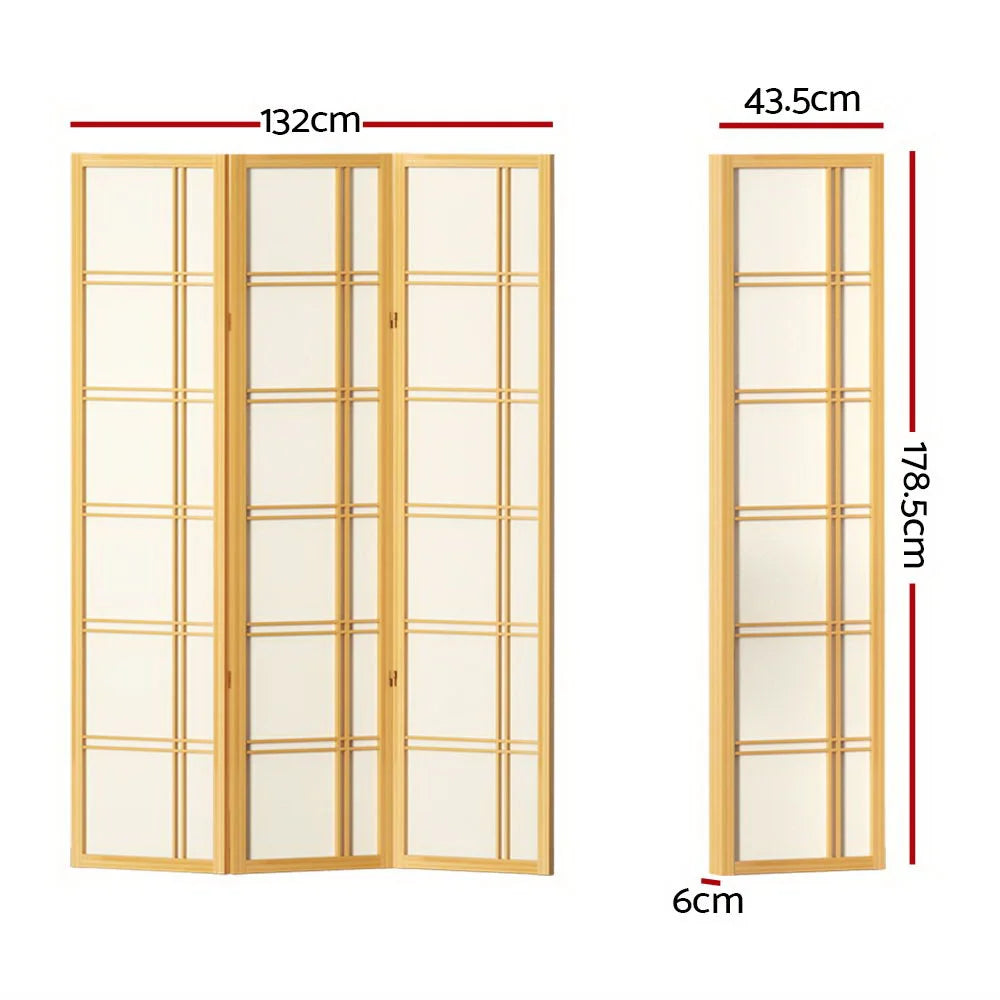 Wood 132x179cm room divider screen with freestanding panels for separating living spaces