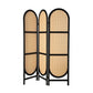 Brown rattan 151x180cm room divider screen with white panel sections and hinged divider frame