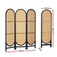 Brown rattan 151x180cm room divider screen with eight privacy panels and hinged wooden frame