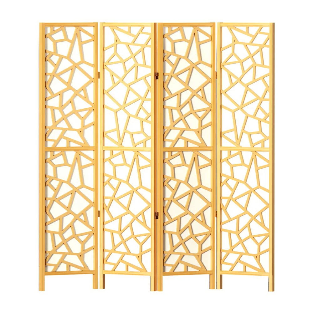 Room Divider Screen 4 Panel 162x170cm Clover - Natural