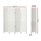 White wood 162x170cm room divider screen with slatted divider panels and foldable frame