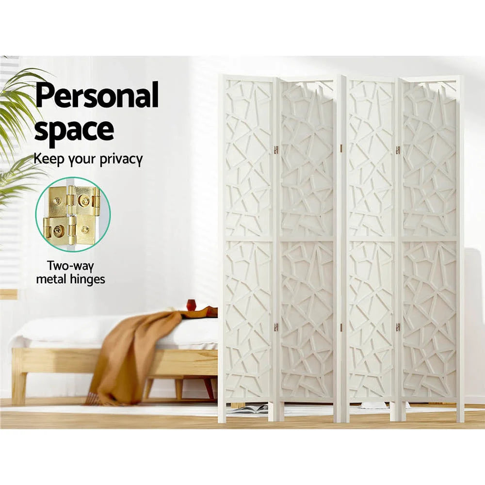 White wood 162x170cm room divider screen with freestanding panels for separating living spaces