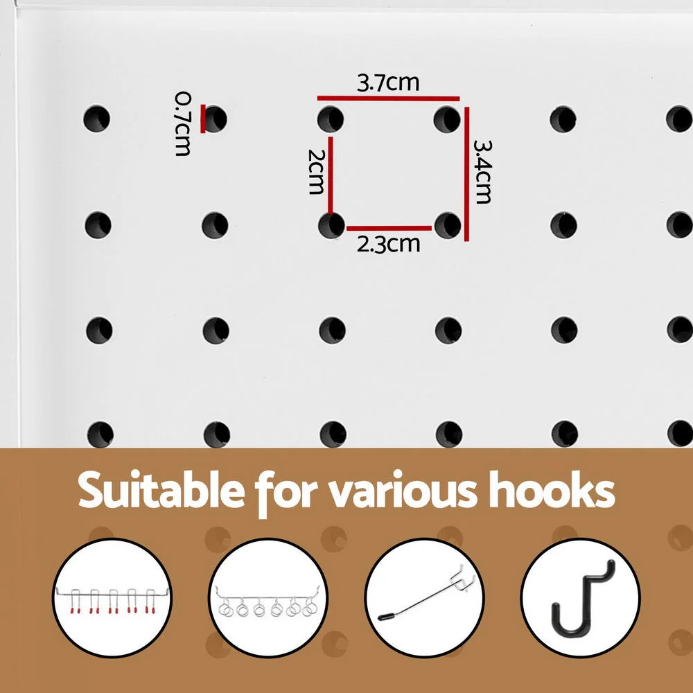 Room Divider Screen 4 Panel 164x170cm Pegboard - White