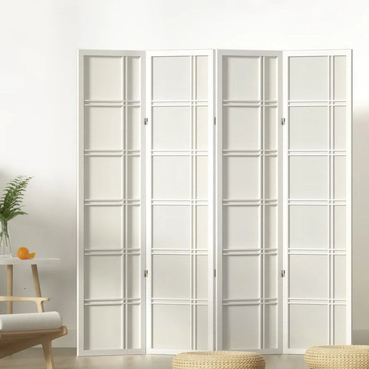 Room Divider Screen 4 Panel 176x179cm - Nova White