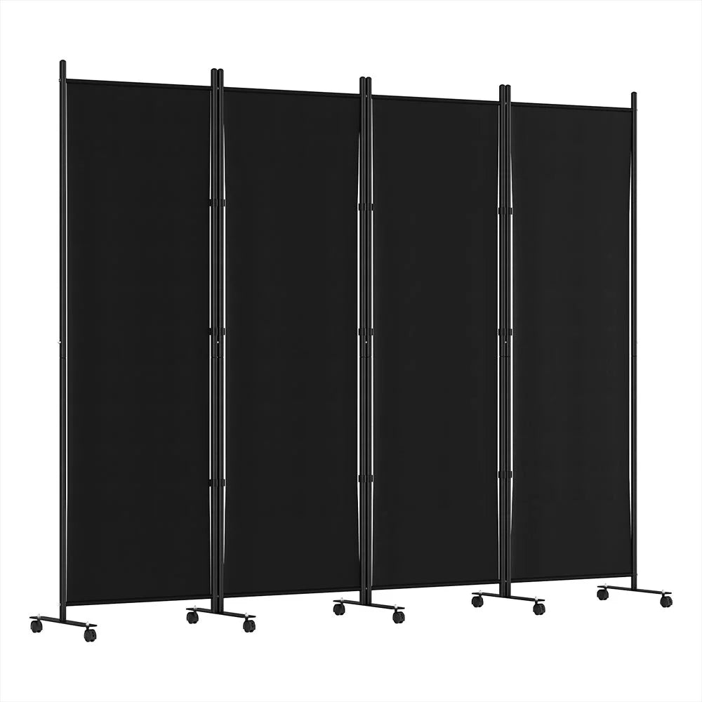 Room Divider Screen 4 Panel 217cm Black Fabric