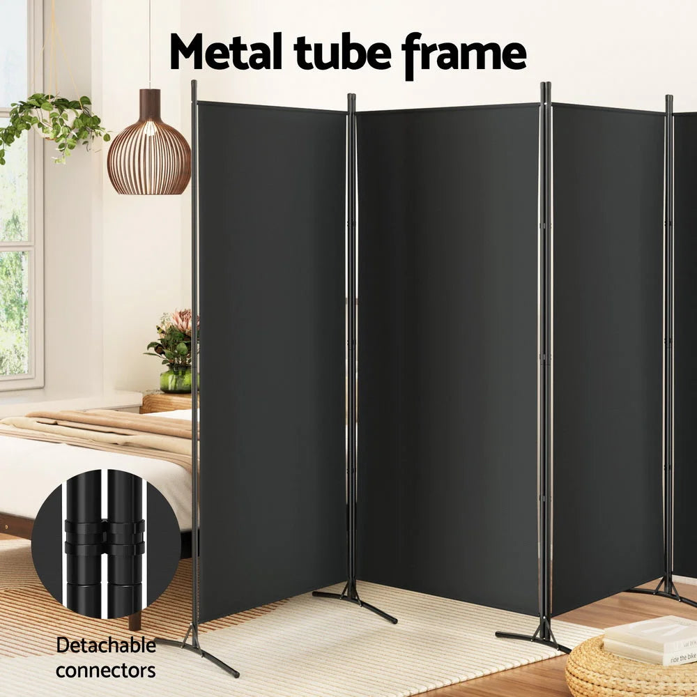 Room Divider Screen 4-Panel 345x180cm Fabric - Black