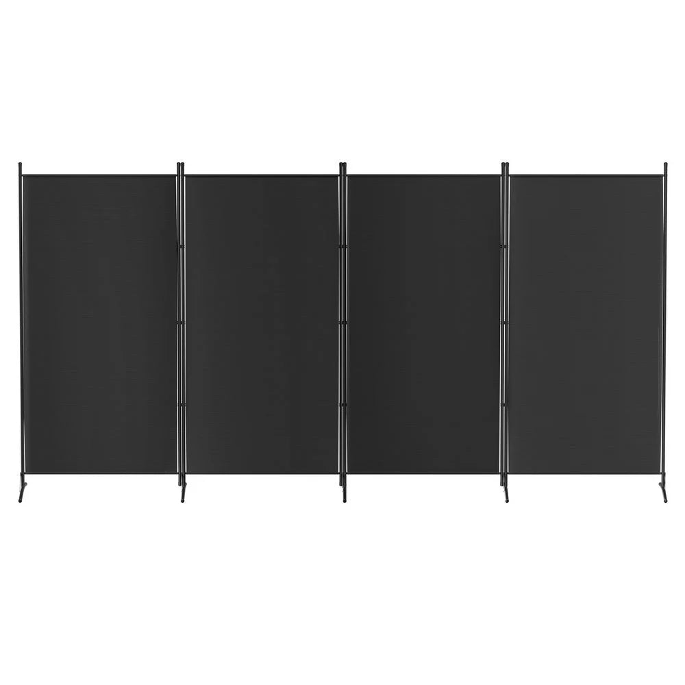 Room Divider Screen 4-Panel 345x180cm Fabric - Black