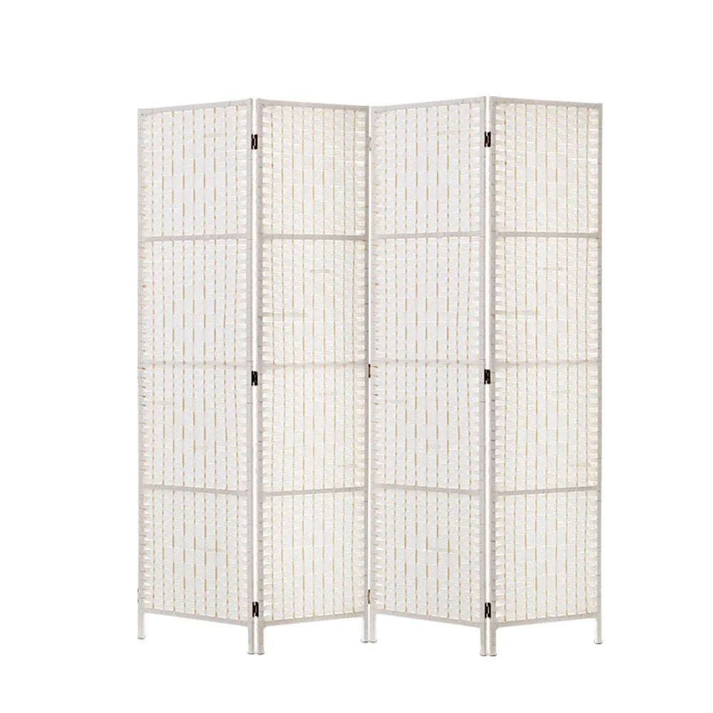 Room Divider Screen 4 Panels Privacy Rattan Timber