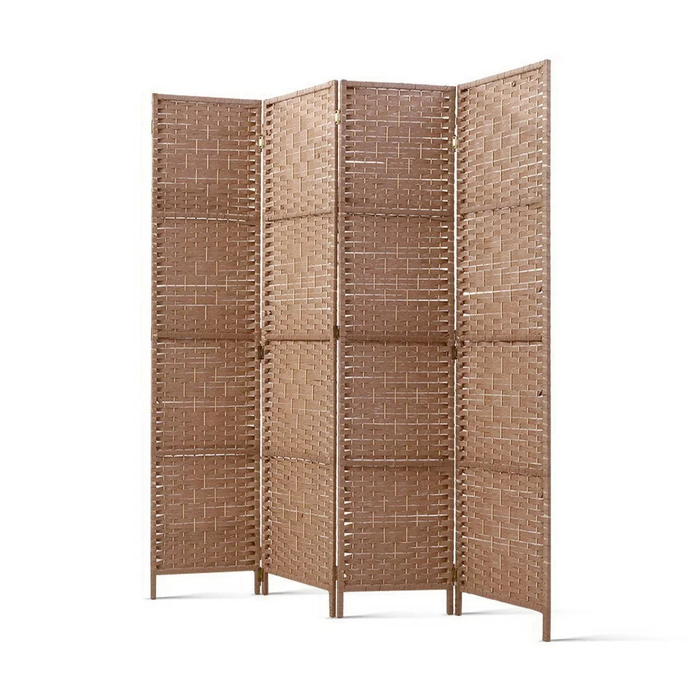 Rattan timber room divider screen with panels privacy foldable hand