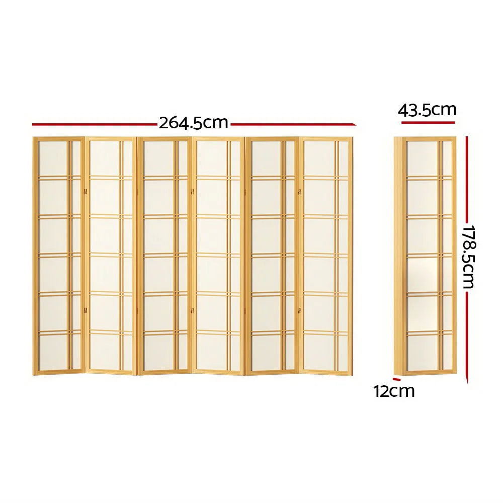 Room Divider Screen 6 Panel 265x179cm - Nova Natural