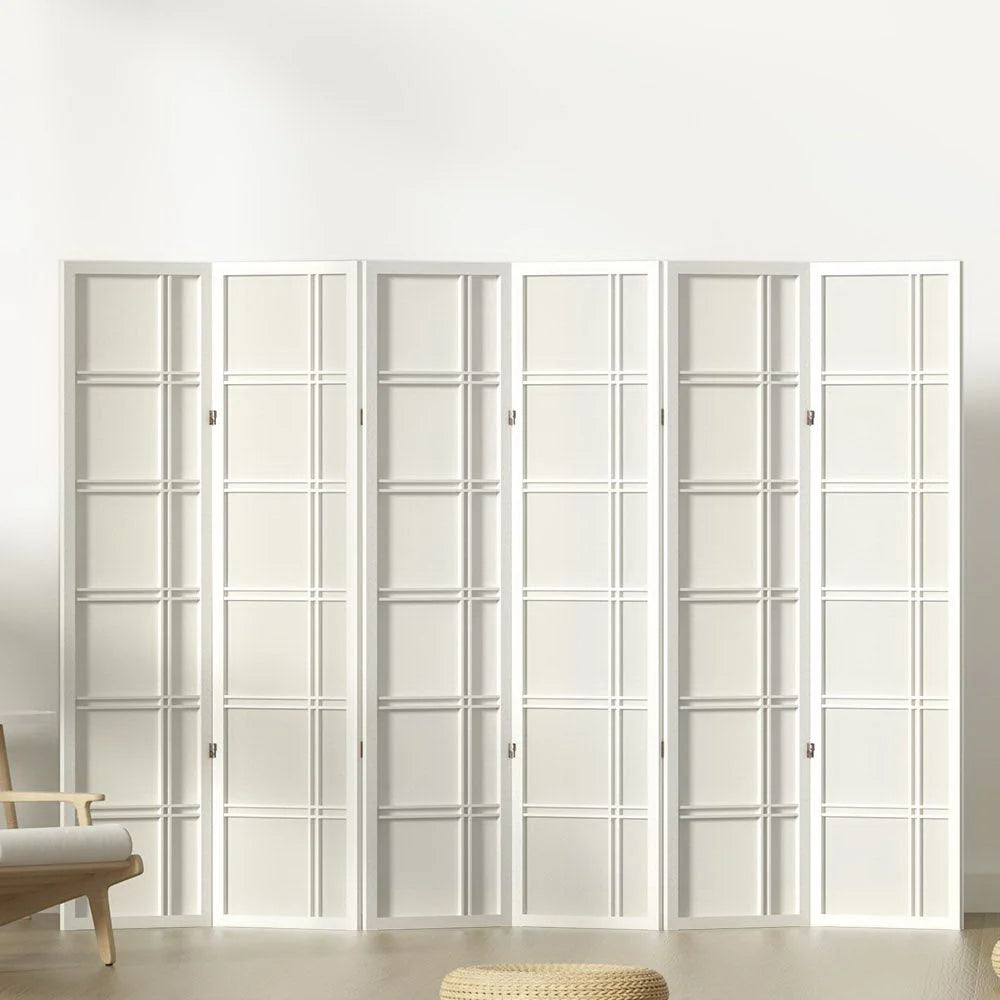 White Room Divider Screen 6 Panel 265x179cm Nova