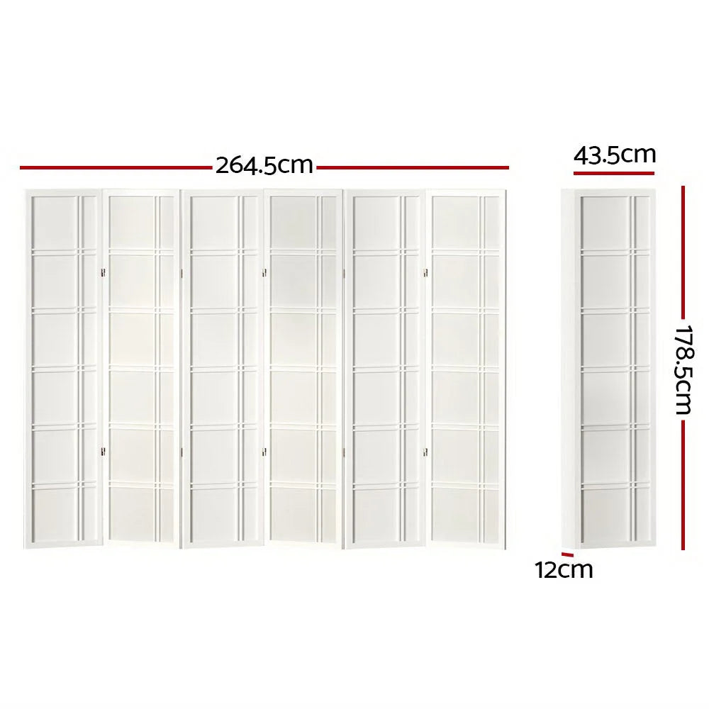Room Divider Screen 6 Panel with 265x179cm Nova White