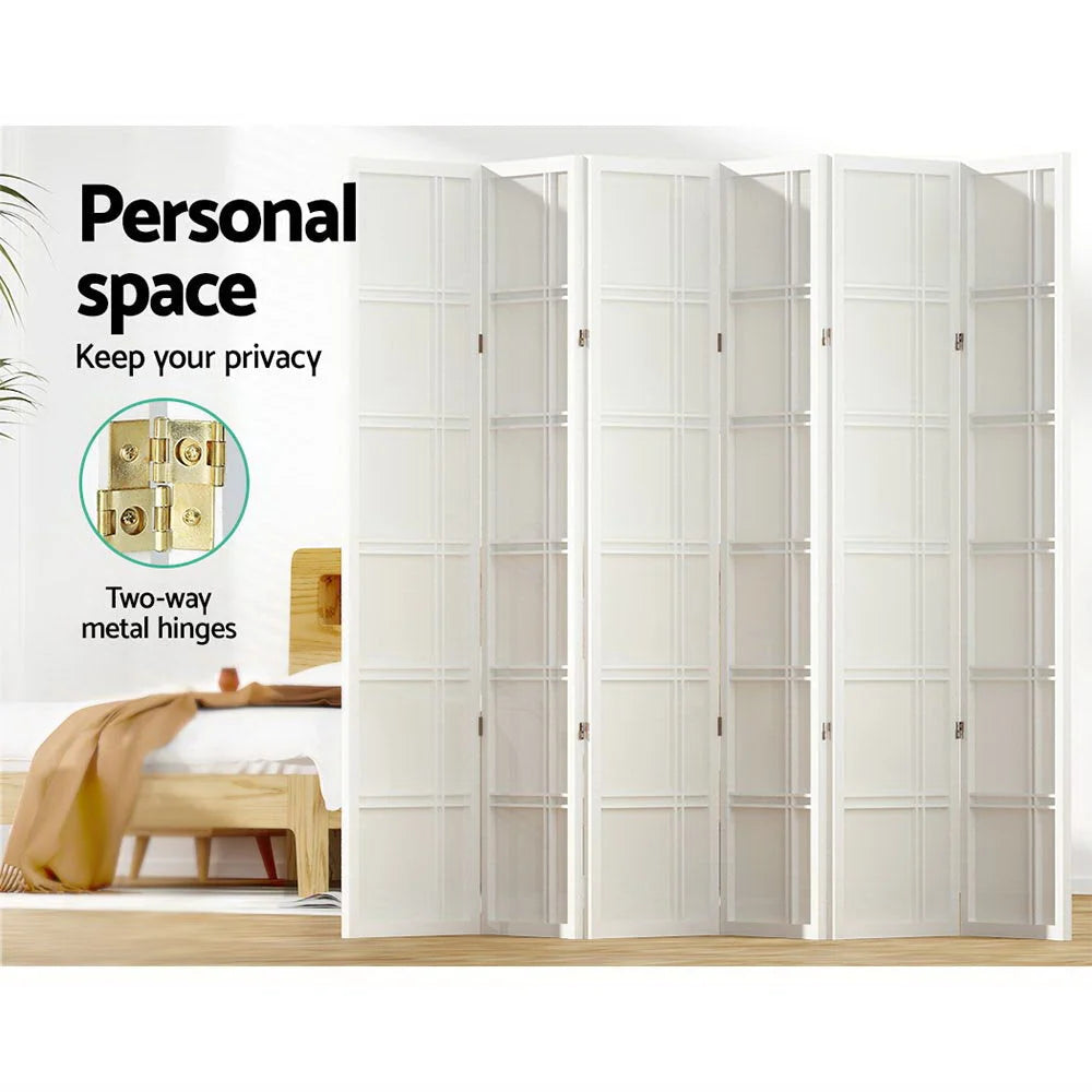 Room Divider Screen 6 Panel 265x179cm White