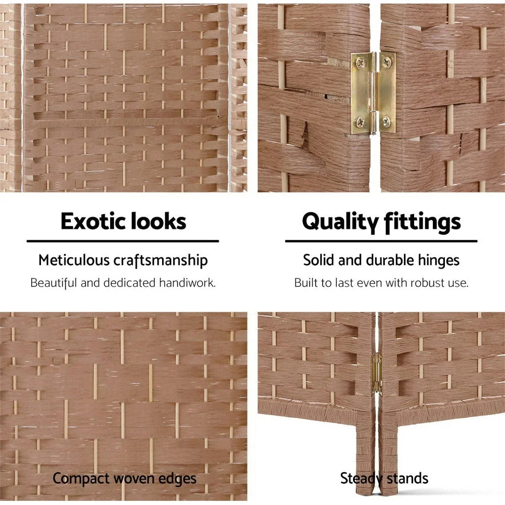 Room Divider Screen 6 Panels Privacy Rattan Timber Foldable